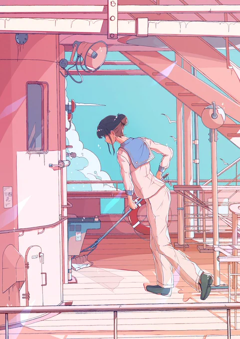 「船上の朝」なイラスト #イラスト