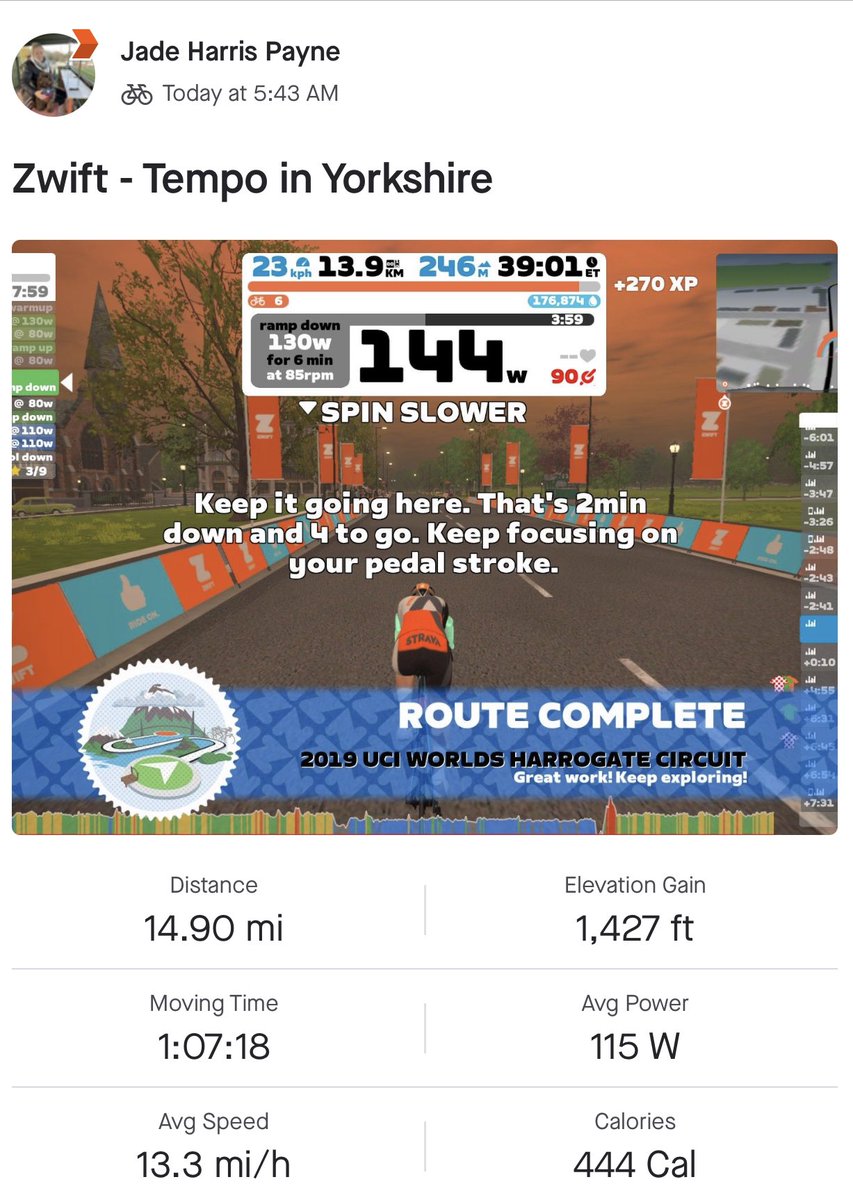 jadeamba's tweet photo. Finally got up earlier than normal to get a AM @GoZwift ride in…
Definitely set the tone for the day 🤙🏼
#zwift #buildingmileage #gottostartsomewhere https://t.co/pktXV1inZv