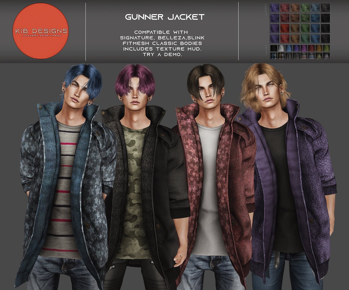 kib_kira's tweet photo. KiB Designs - Gunner Jacket @ MenSelected 
(50%OFF!!)
Dates: May 3rd-26th
Flickr-> https://t.co/yhPBkfKymm
Blog-> https://t.co/jFef9JZMg7
#SecondLife #Metaverse #3DClothing #3DWork #DigitalWork #GameWork #NoAI https://t.co/i9exInXJ4R