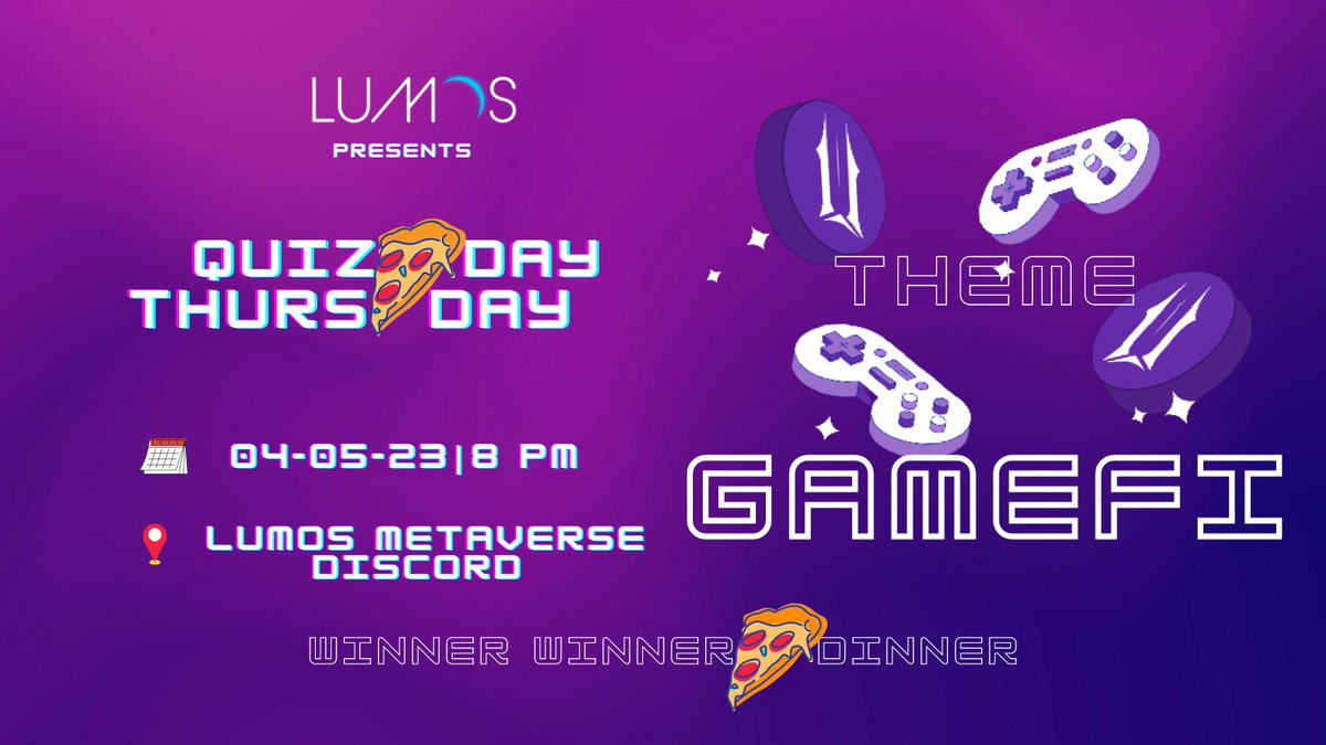 WizardsOfLumos's tweet photo. Step into the world of gaming 🎮 and finance 💰 with our 𝙂𝙖𝙢𝙚𝙁𝙞 quiz happening this Thursday! 

Are you ready to take on the challenge and test your knowledge on the latest trends in GameFi? 😃

🔗⬇ https://t.co/EhpeBzLNJV