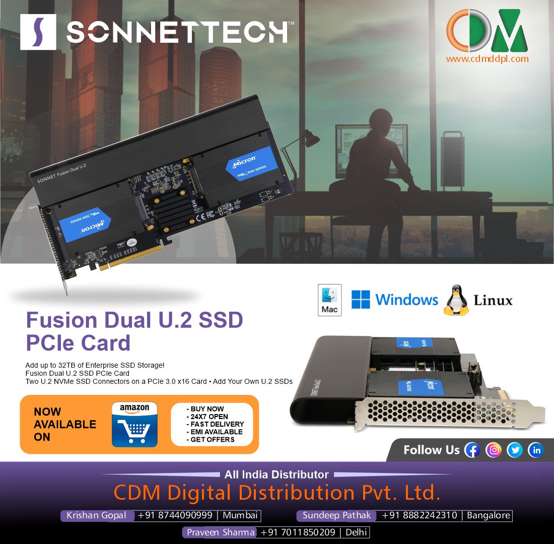 CdmPvt's tweet photo. Add up to 32TB of Enterprise SSD Storage!
For Product Link Click:
https://t.co/JSzFgMLEPu
Now Available On Amazon
https://t.co/26hrPdm3Di...
#sonnet #SSD #ssdpcle #connector #storage #Capacity #SSDStorage #economical #fast #performance #windows #linux #macOS #cdmts #Amazon https://t.co/bm19DI1tMl