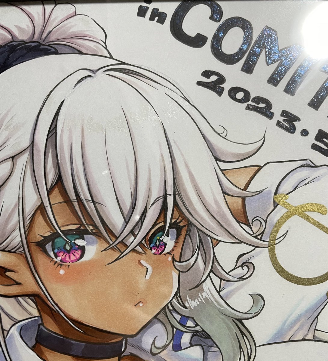 「コミティア用の色紙2枚出来ました 現物ならではの良さとしてラメ入り絵の具でまつ毛」|URAN✦コミティアあ16aコミ1J01bのイラスト