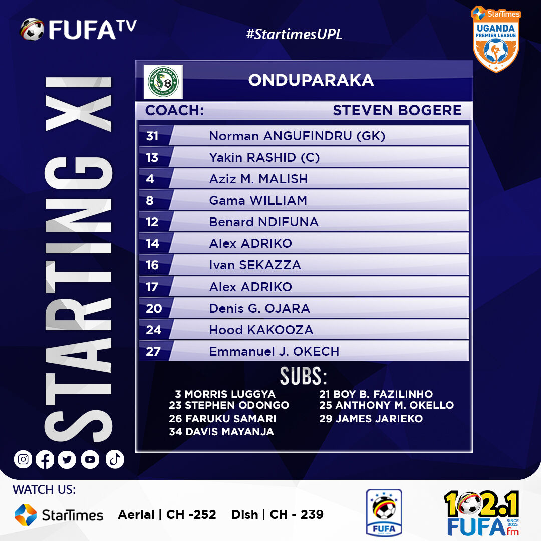 fufatv1's tweet image. #LineUps | KCCA vs. Onduparaka

#KCCOND | #StarTimesUPL
#HomeOfUgandanSport