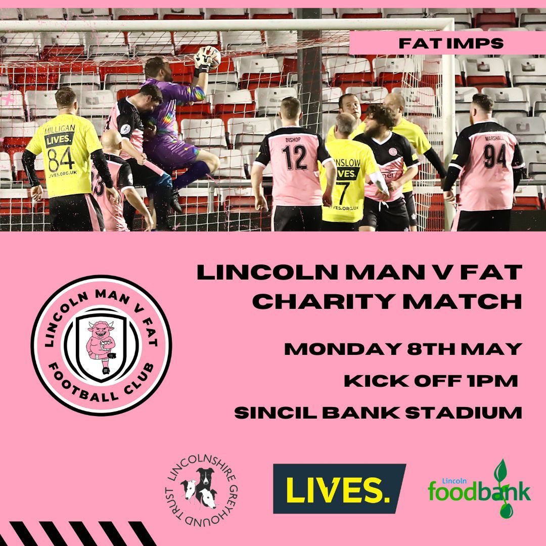 Next Monday we once again take to the hallowed turf at Sincil Bank to raise vital funds for 3 amazing charities.

Last year we raised over £2000 for charity and this year we are hoping to raise even more!

Tickets are £5, just drop us a DM for more info.

#UTFI