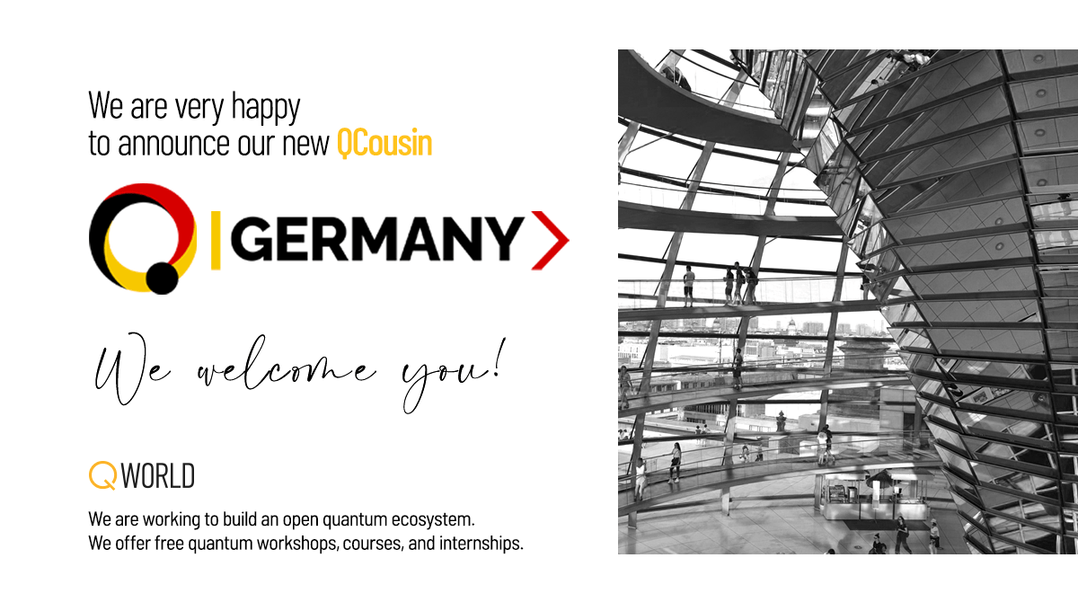 QWorld19's tweet photo. Very happy to welcome QGermany to #QWorld family as the newest #QCousin🤩

#QGermany is a community focused on increasing awareness about the opportunities and potential of quantum technologies in Germany.

https://t.co/k8B7UgjbxO

#WeAreQWorld❤️ https://t.co/O2lDF9ape6
