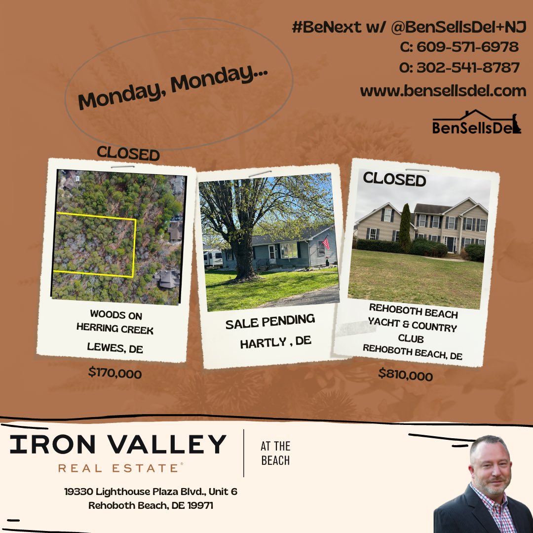 It was a good Monday, closing out 2 deals on behalf of my clients & getting a 3rd under contract. #BeNext w/ @bensellsdel➕NJ 609-571-6978

#delawarerealestate #delawarerealtor #newjerseyrealtor #newjerseyrealestate   @AngelaSiso @Reeketharuler @HeyStentzie @DPage1022 @pmsbl