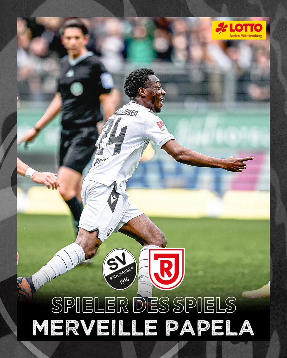 SV_Sandhausen's tweet photo. Ihr habt gewählt: Torschütze Merveille #Papela ist Euer Spieler des Spiels. Herzlichen Glückwunsch, Mey! 👏🏅
#SVS1916 #WirEchtAnders @lottobw 📸 SVS/foto2press https://t.co/oSI88m7BAi