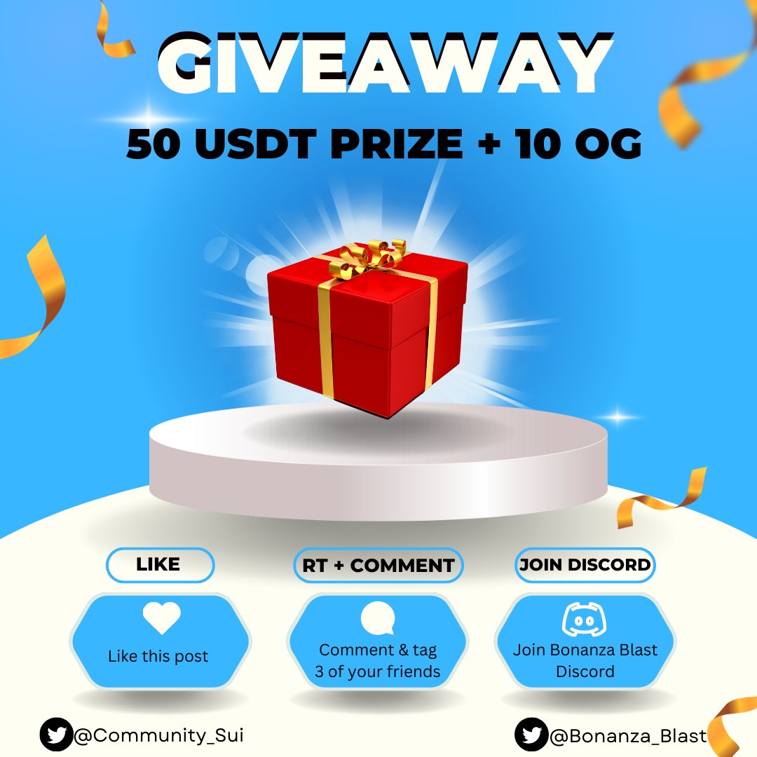 Community_Sui's tweet photo. GIVEAWAY EVENT⚡️

@Bonanza_Blast #1 AI-Powered Casino on #Sui 

🎁Rewards: 50 USDT + 10 OG Spots

1. Follow @Bonanza_Blast &amp; @Community_Sui
2.❤️, Retweet &amp; tag 3 friends + drop your #Sui wallet address
3. Join Discord: https://t.co/jHkPyURLRD

#Sui #SuiCommunity #Suinami https://t.co/EGEiHeGhGG