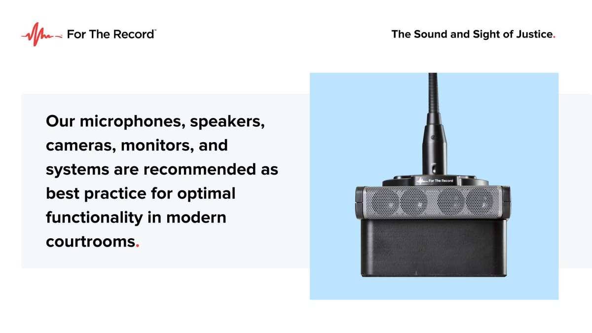 FTRLTD's tweet image. Our knowledge of audiovisual installations, including signal-to-noise ratios and how to maximize fit for purpose technology, ensures there is strategy underpinning the solutions that are modernizing courtrooms around the world.

#justicetechnology