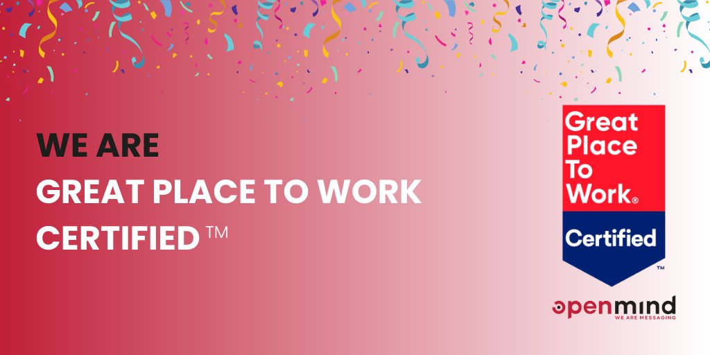 It's official! Openmind Networks has been certified as a Great Place to Work® for 2023 🥇 

Our people are our greatest asset, and we all own this fantastic achievement 🎉

#WeAreMessaging #GPTW #GPTWCertified #CertifiedGreat

@GPTW_Ireland