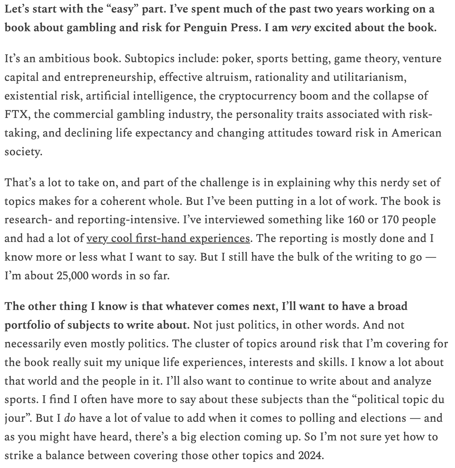 Nate Silver on X: &ldquo;Two headlines. 1) I want to carve out a beat 