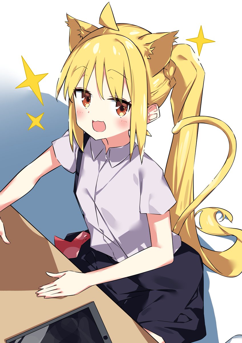 ijichi nijika 1girl blonde hair animal ears tail solo long hair cat ears  illustration images