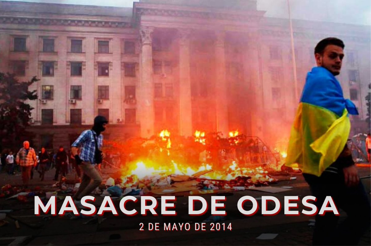 Kinsal7752091's tweet photo. Hoy se cumplen 9 años de la instigante Masacre de #ODESA donde los #NazisInUkraine mataron a civiles inocentes por no estar de acuerdo con el regimen de #Kiev, por ser prorusos y por defender sus ideales. No mas muertes inocentes.
#UkraineIsNazi
@ActualidadRT @mfa_russia https://t.co/eZZKQdXC9a