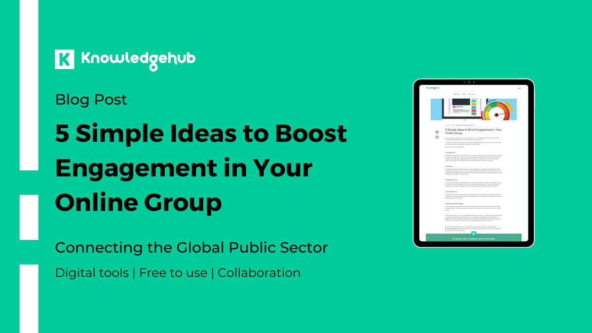 Want to boost engagement in your online group? Check out these five simple and effective tips to get your members chatting and sharing knowledge.
khub.net/5-simple-ideas…
#engagement #communitybuilding #communities #communitymanagement #publicsector #localgov