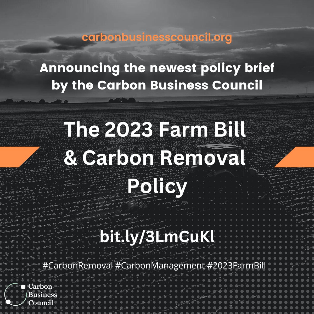🔥HOT off the press! The Carbon Business Council has published a *policy brief* about #carbonremoval + the #2023FarmBill. This legislation, updated every 5 yrs, represents a huge opportunity to support farmers & ecosystems. Read the brief: bit.ly/3LmCuKl 🚜 A thread: