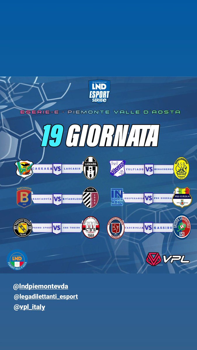 Diciannovesima giornata di Campionato Regionale Lnd eSports 🎮⚽

#WeAreBarcanova #usdbarcanova #calcio #fifa23 #sport #ilovethisgame #equalgame #fifa #playstation4 #esports #lnd 

@lndpiemontevda @legadilettanti_esport @playstation @easportsfifa