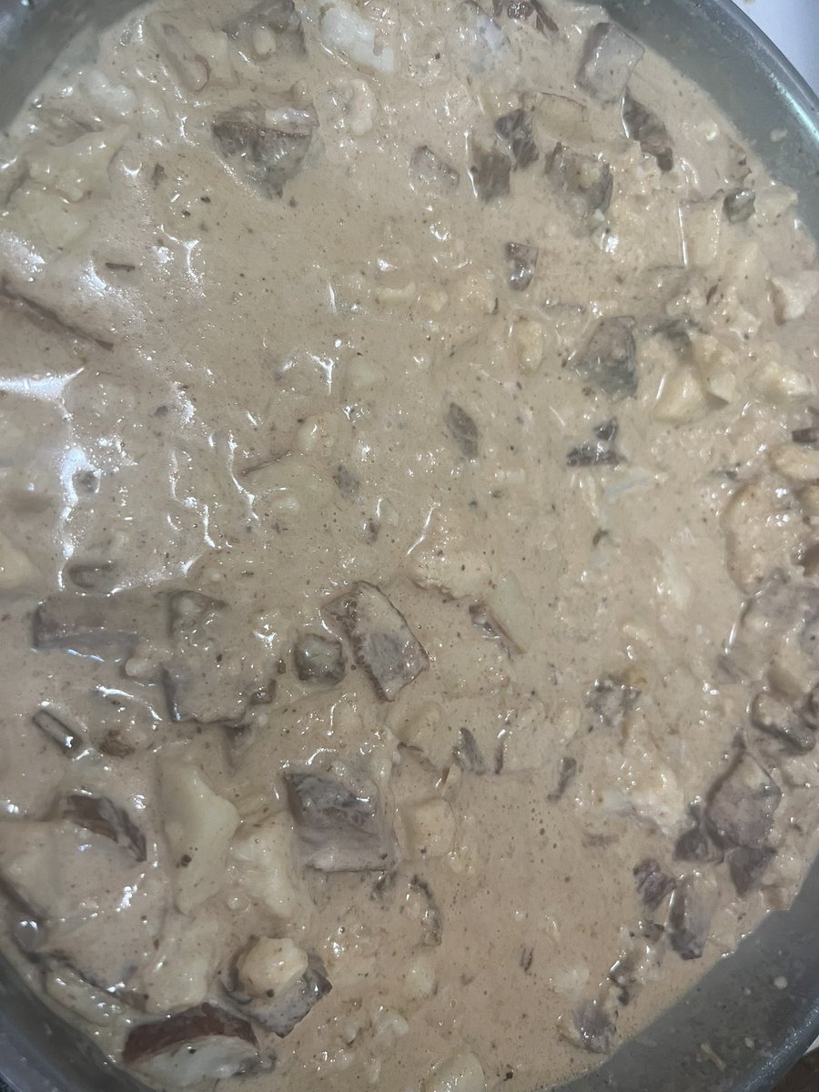 Steak, potato, cauliflower curry for lunch.  Tagging @spaceisntsyntax since we talked lunch curry recently.  #curry