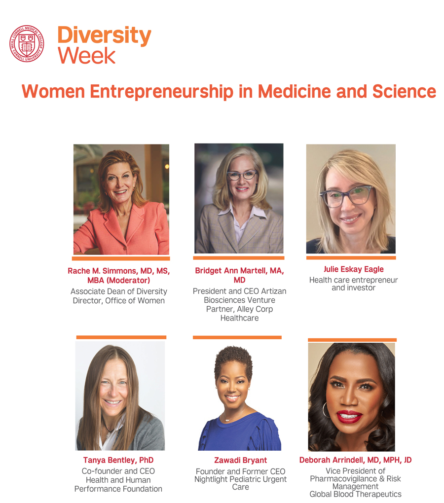 Last week @WeillCornell wrapped up its annual Diversity Week with packed programs. Assoc Dean @rache_simmons hosted a panel of @Cornell_PCCW members to discuss the meaning and challenges of women entrepreneurship in science & medicine.