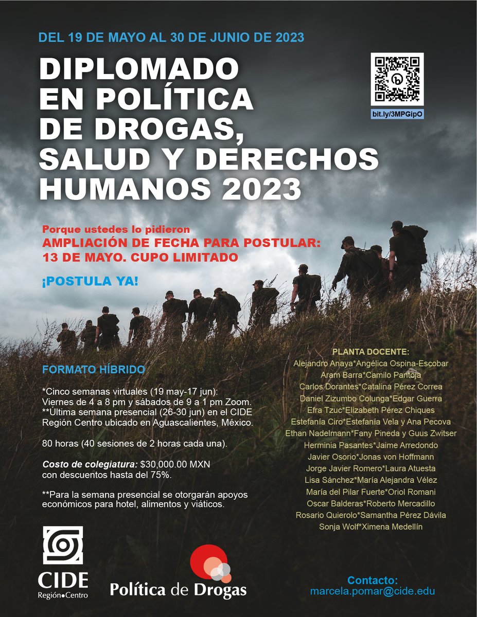 imezesuge4's tweet photo. RT @cideppd: ▶️¿Estudias o trabajas en el campo de política de drogas y deseas obtener un panorama analítico amplio sobre lo que acontece en MX y el mundo?
⚠️Ampliación del plazo para postular: 13 de mayo
DIPLOMADO EN POLÍTICA DE DROGAS, SALUD Y DERECHOS… https://t.co/tjy1oogiGO