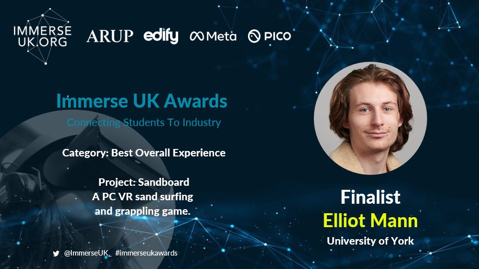 IUK_Immersive's tweet photo. Introducing our Top 10 #ImmerseUkAwards Finalists:

🏆BEST OVERALL EXPERIENCE

ELLIOT MANN
(@UniOfYork)
JU ZHANG 
(@GoldsmithsUoL)

Read more about their projects plus ticket info to the Awards Reception on 10 May: https://t.co/sbZhPnwq2U

#immersive #awards #vr https://t.co/krdmIKCYCv