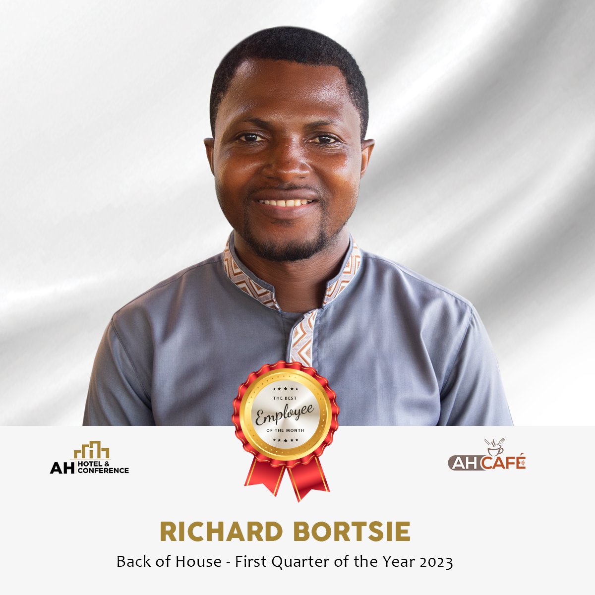 theAHcafe's tweet photo. Congratulations, Richard Bortsie, on winning the award of the employee of the First Quarter of 2023 (Back of House).
Your consistent positive attitude has made a huge difference in AH Hotel and Conference. Thank you for being you.
#EmployeeMonth #AHCafe #hardwork https://t.co/rsadQ5aWd4