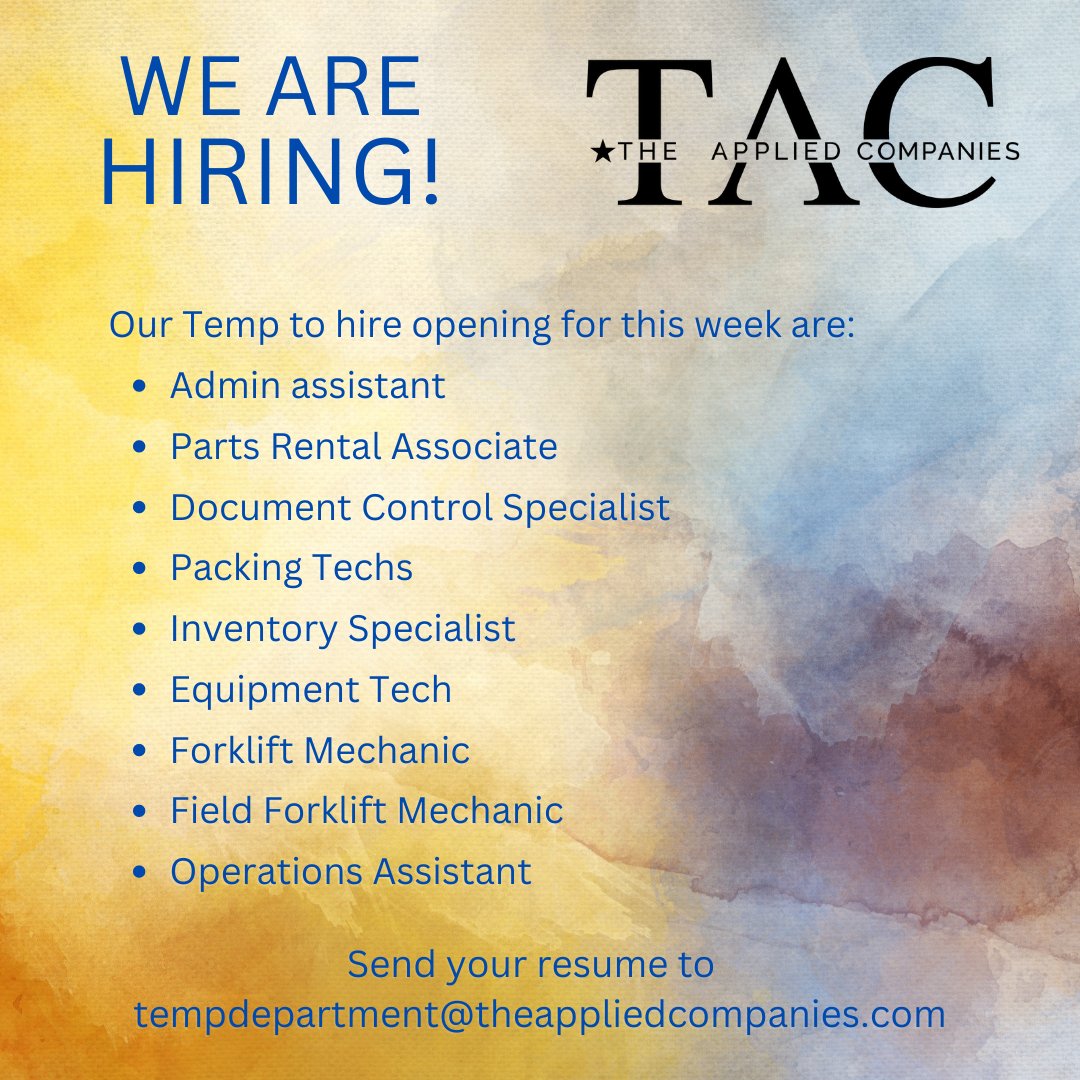 TheAppliedCo's tweet photo. Looking for a job? Let The Applied Companies help! Send your resume to tempdepartment@theappliedcompanies.com or call our office at 775.853-5433 to schedule an interview with the next available recruiter. https://t.co/2bADJv9gHx