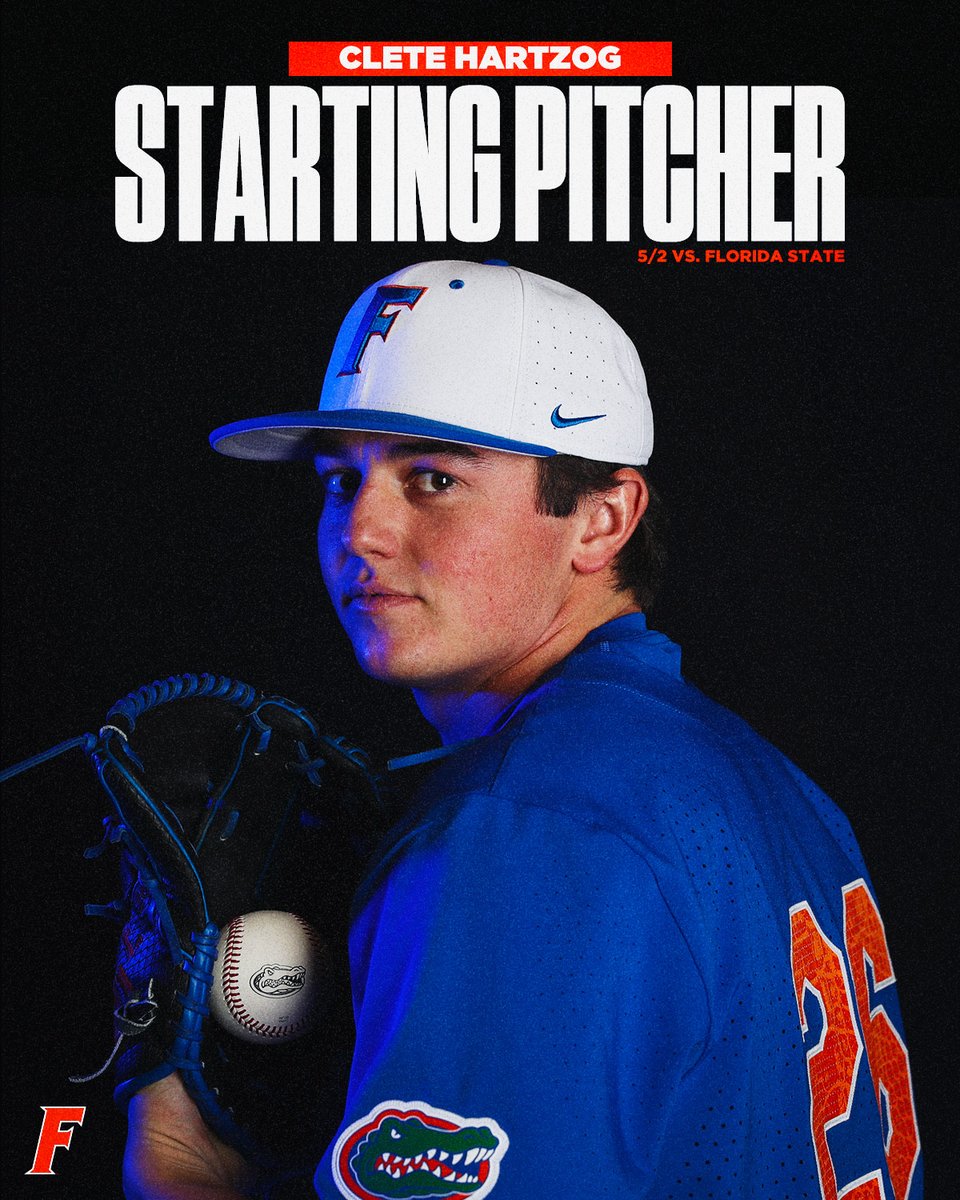 GatorsBB's tweet photo. 𝗦𝘂𝗻𝘀𝗵𝗶𝗻𝗲 𝗦𝘁𝗮𝗿𝘁𝗲𝗿: RHP Clete Hartzog https://t.co/nsFlS3F6kd
