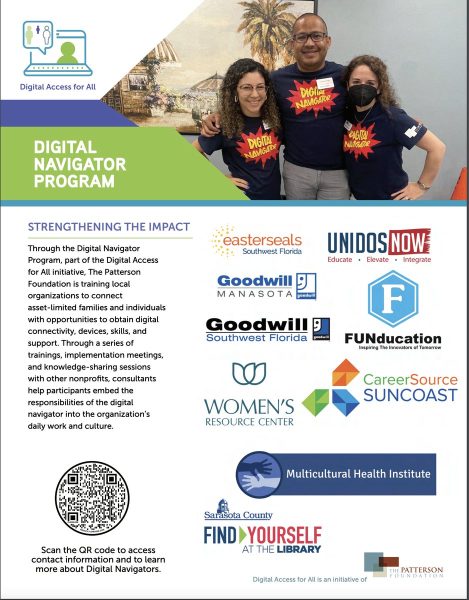 <a href="/comcast/">Comcast</a>'s recognizes that Digital Navigators are trusted voices for those who don’t know where to sign up for #internet, get a device, or connect to skills training. We're  🙏 to our DNs in the Suncoast <a href="/GoodwillFL/">Goodwill Manasota</a> <a href="/_myWRC/">WRC Manatee-Sarasota</a> <a href="/UnidosNow/">UnidosNow</a> <a href="/eastersealsswfl/">Easterseals SWFL</a>  <a href="/CareerSourceSC/">CareerSource Suncoast</a> <a href="/1MHI_Team/">Multicultural Health Institute (MHI)</a>