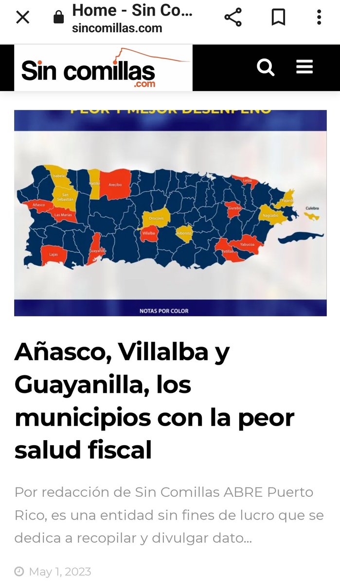 LuisAnthony40's tweet photo. Alcaldía PPD de Villalba del alcalde popular Luis Javier Hernández Ortiz y otros municipios con la PEOR SALUD FISCAL en QUIEBRA, ¿así quiere ser presidente del PPD y Gobernador de Puerto Rico? ¿En serio?🤣 #PPDdead #CorrupciónPPD
https://t.co/fcJTYO3s7b via @sincomillas https://t.co/4hjxDGc2fm