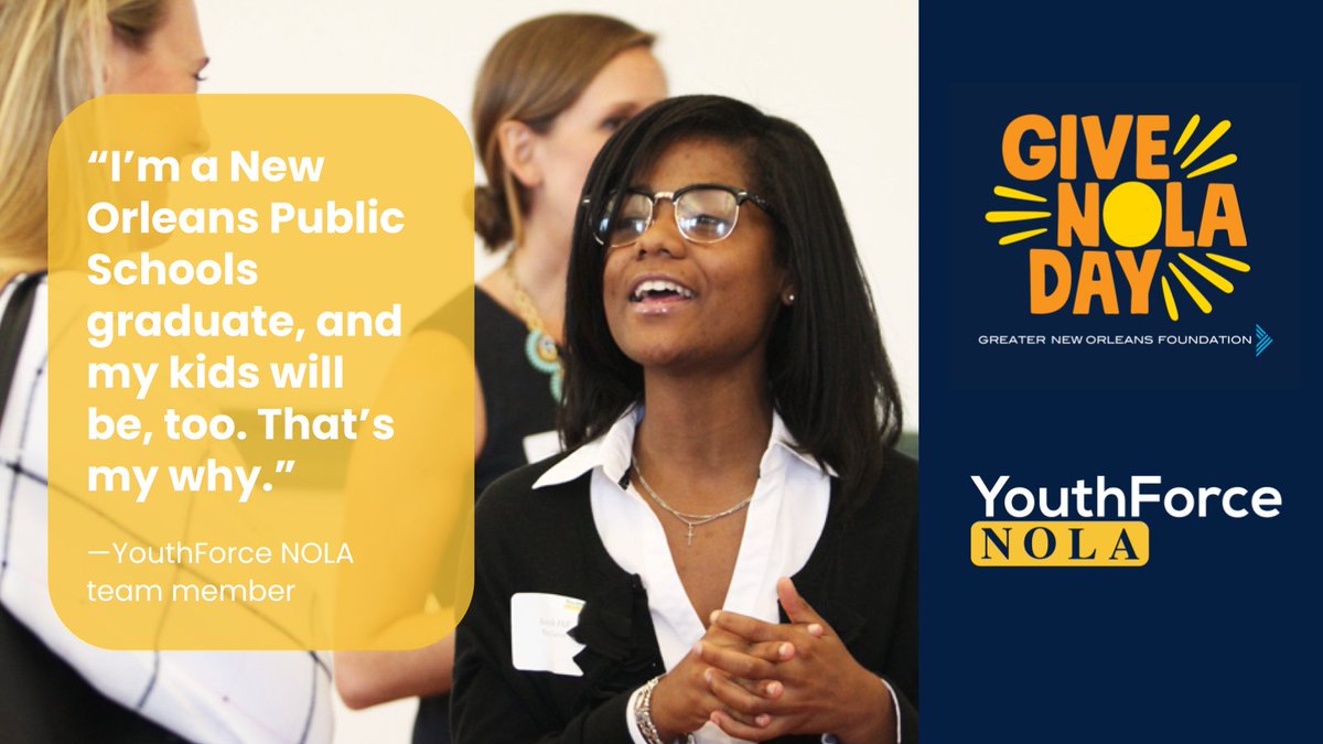 Invest in our kids. Invest in our community. Make a #GiveNOLADay gift to #YouthForceNOLA today. givenola.org/youthforcenola