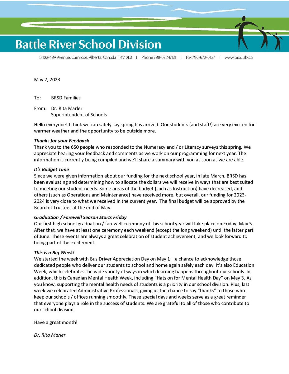 Here we are in May, already! Here's this month's message from the #BRSD Superintendent.
