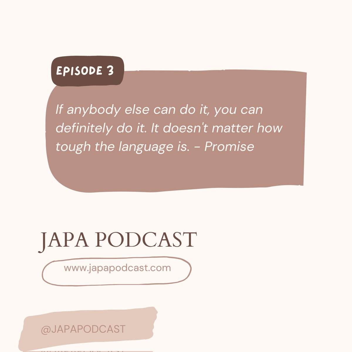 JapaPodcast's tweet photo. While Promise was talking about learning the German Language, this can apply to different aspects of life. If someone else can do it, then you definitely can. This is a good mindset to hold onto this new month and beyond.

Listen to #JapaPodcast, follow/subscribe, like, and share https://t.co/QbsDbK5v0O