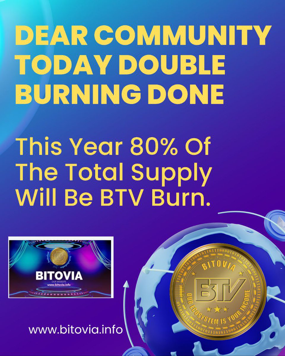 bitoviaoffical's tweet photo. Dear Community Today We Burn  10027629 Tokens 🔥🔥#BITOVIA #BTV #Binance                                        #BNB             
#BSCGems  #GEM #1000xgem #btc  #BullRun #AirdropAlert #airdrop #burn #AICODE #altcoins #AirdropAlert #LE_SSERAFIM #brc20coins https://t.co/q9FelPELe0