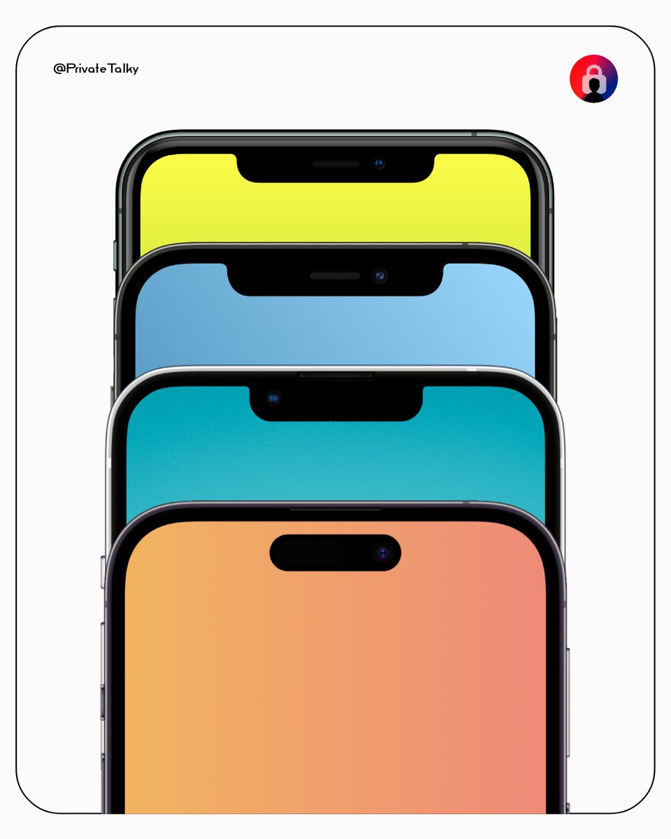 privatetalky's tweet photo. EVOLUTION of iPhone display 📱
In 4 years!   Dynamic island ⛱️ 

#iphone14promax #iphone15pro #iphone13promax #iphone12pro #iphone11pro #apple #ios165 #ios17 #iPhoneWallpaper #dynamicisland #iphonenotch https://t.co/5aGcquXbea