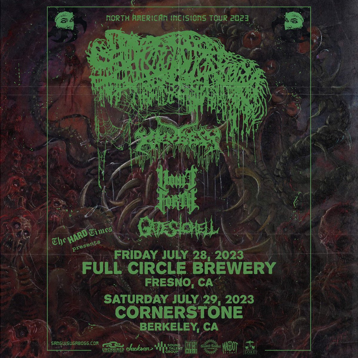 HARDTIMESSHOWS's tweet photo. NEW SHOW ANNOUNCEMENT!!!

SANGUISUGABOGG
KRUELTY
VOMIT FORTH
GATES TO HELL

Friday July 28, 2023
@ FULL CIRCLE Fresno, CA
https://t.co/gqjxsplH13

Saturday July 29, 2023
@ CORNERSTONE Berkeley, CA
https://t.co/KzW1NvQ8LB

*On Sale Friday May 5 @ 10:00am* https://t.co/BuDh4T2wKY