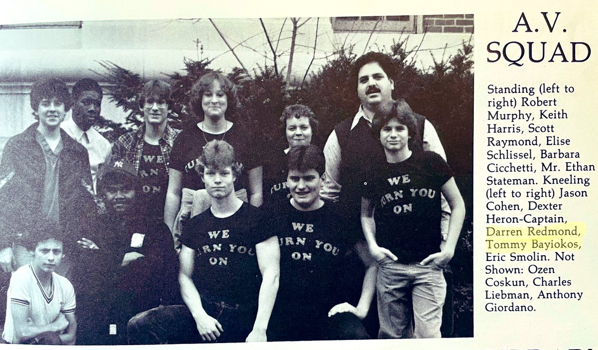 TommyBayiokos's tweet image. Blast from the past with pal @RedmondsRoom - I’m pic right of Darren (center) in group photo with our “Audio Visual Squad” members in our James Madison yearbook….🎬☺️#GreatTimes #Friends #Showbiz