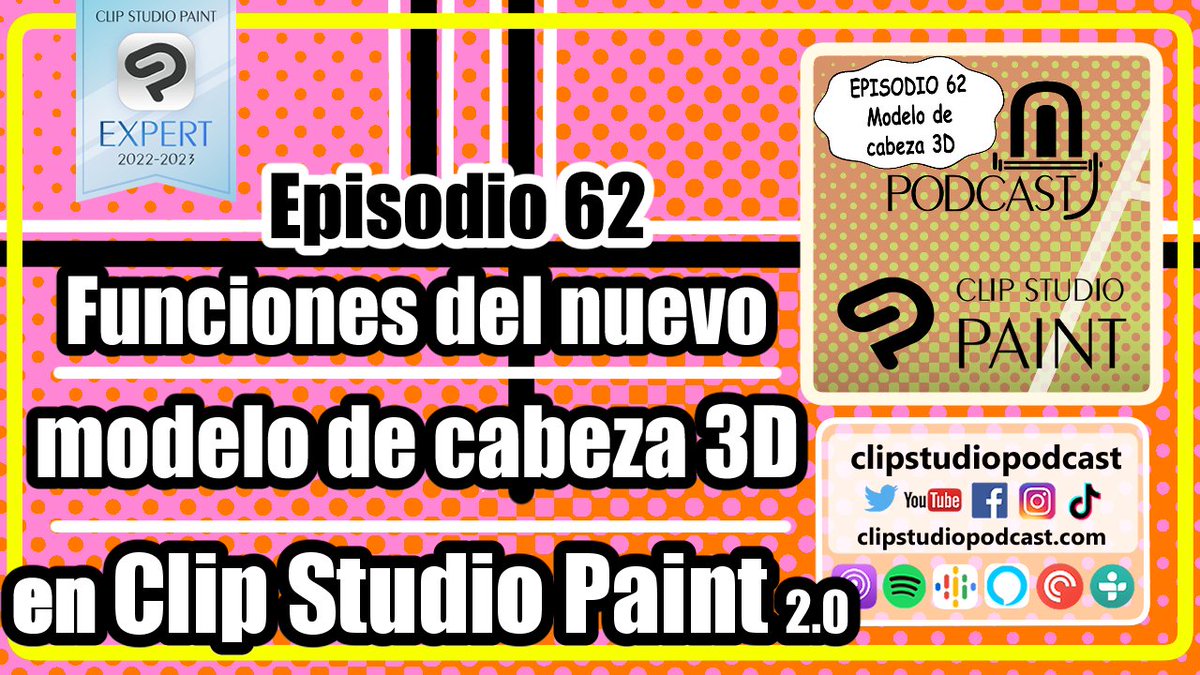 clipstudiopod's tweet photo. Hola Clipeeers!!!👋
¡Llegó Clip Studio Podcast 62! 🎨🎙️
En este episodio hablamos sobre las novedades 
 del nuevo modelo de cabeza 3D.
Aprende cómo usar esta herramienta para mejorar tus dibujos
🔥Escúchalo aquí:
https://t.co/i0w80g7O7O

@clipstudiopaint @clip_celsys
#clipstudio https://t.co/FD16QL2TTn
