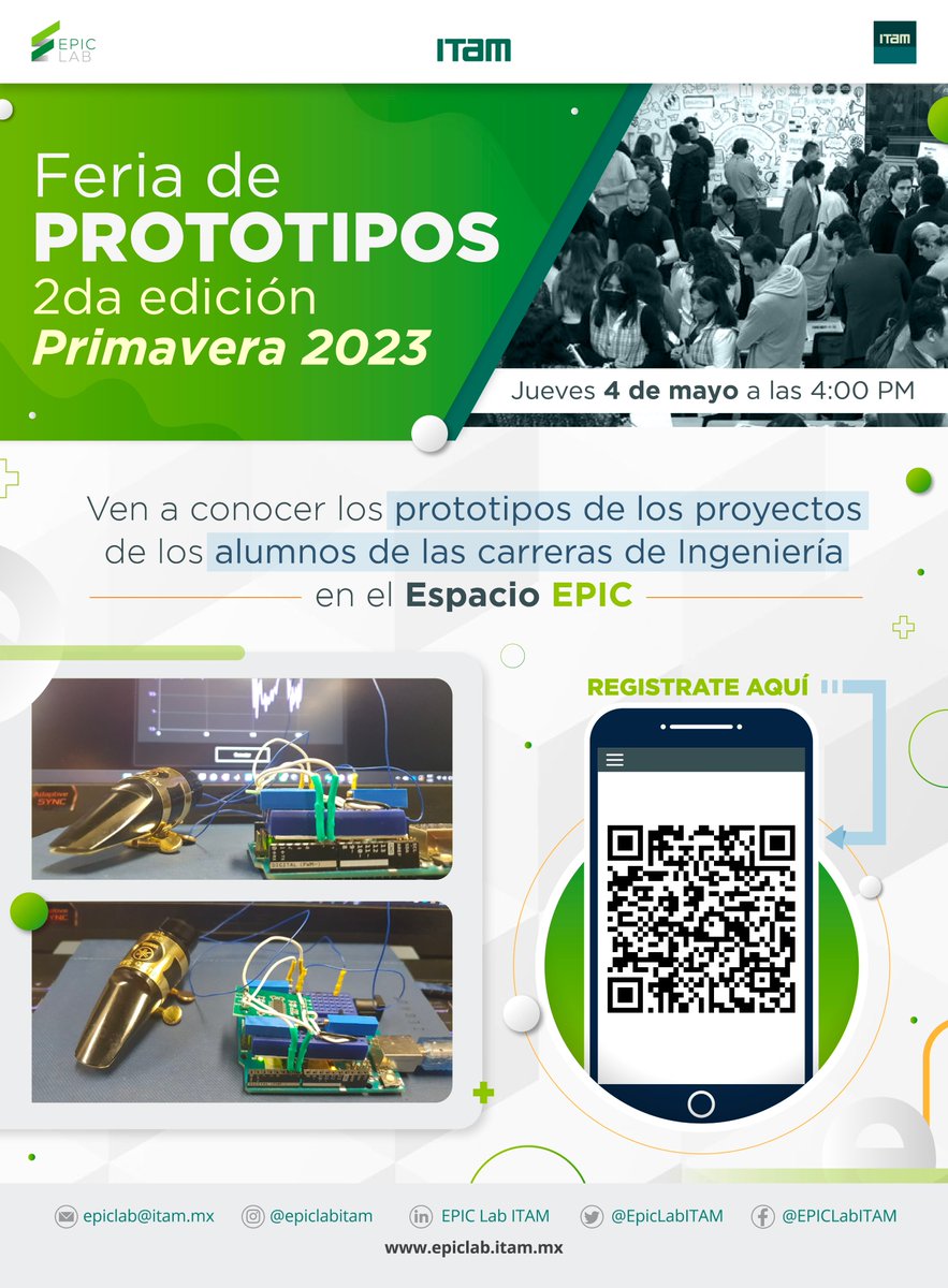 ITAM_mx's tweet photo. #EPICLABITAM | Feria de Prototipos
No te pierdas la segunda edición de la Feria de Prototipos de Ingeniería, donde l@s alumn@s de ingeniería del ITAM presentaran sus propuestas innovadoras y llenas de creatividad.
🗓️04 de mayo de 2023
🕓De 16.00 a 18.00 h
📍Espacio EPIC https://t.co/NASTiRghEE