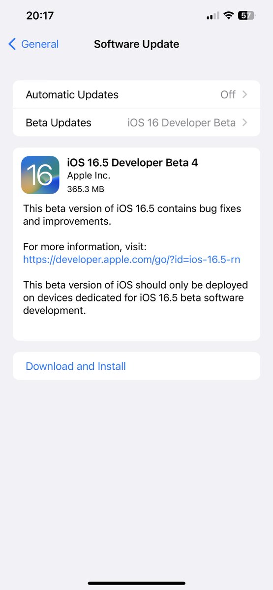 iSWUpdates's tweet image. iOS 16.5 Developer Beta 4 (20F5059a) has been released. #iOS165 #iOS165DevBeta4 #iOS165Beta4