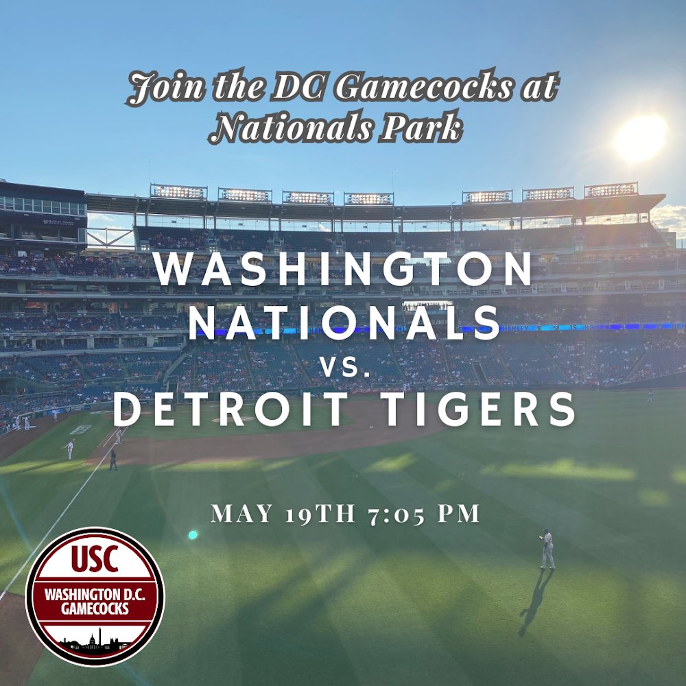 Join the DC Gamecocks for a night at Nationals Park, purchase via link below. 
fevogm.com/event/Universi…