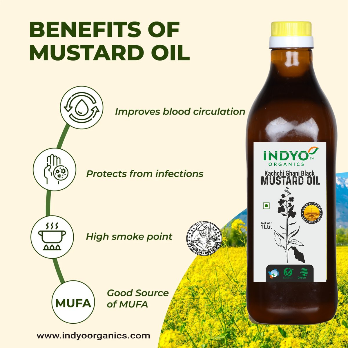 IndyoOrganics's tweet image. Black Mustard Oil
Available in 1ltr and 20 Ltr. pack
For Trade Inquiry Please Call/WhatsApp on +91-9643767575
Email- namaste@indyoorganic.com
#blackmustardoil #woodpressed #kachchighani #raw #natural #organic #indyoorganics #msme #startupindia #msdfoundation