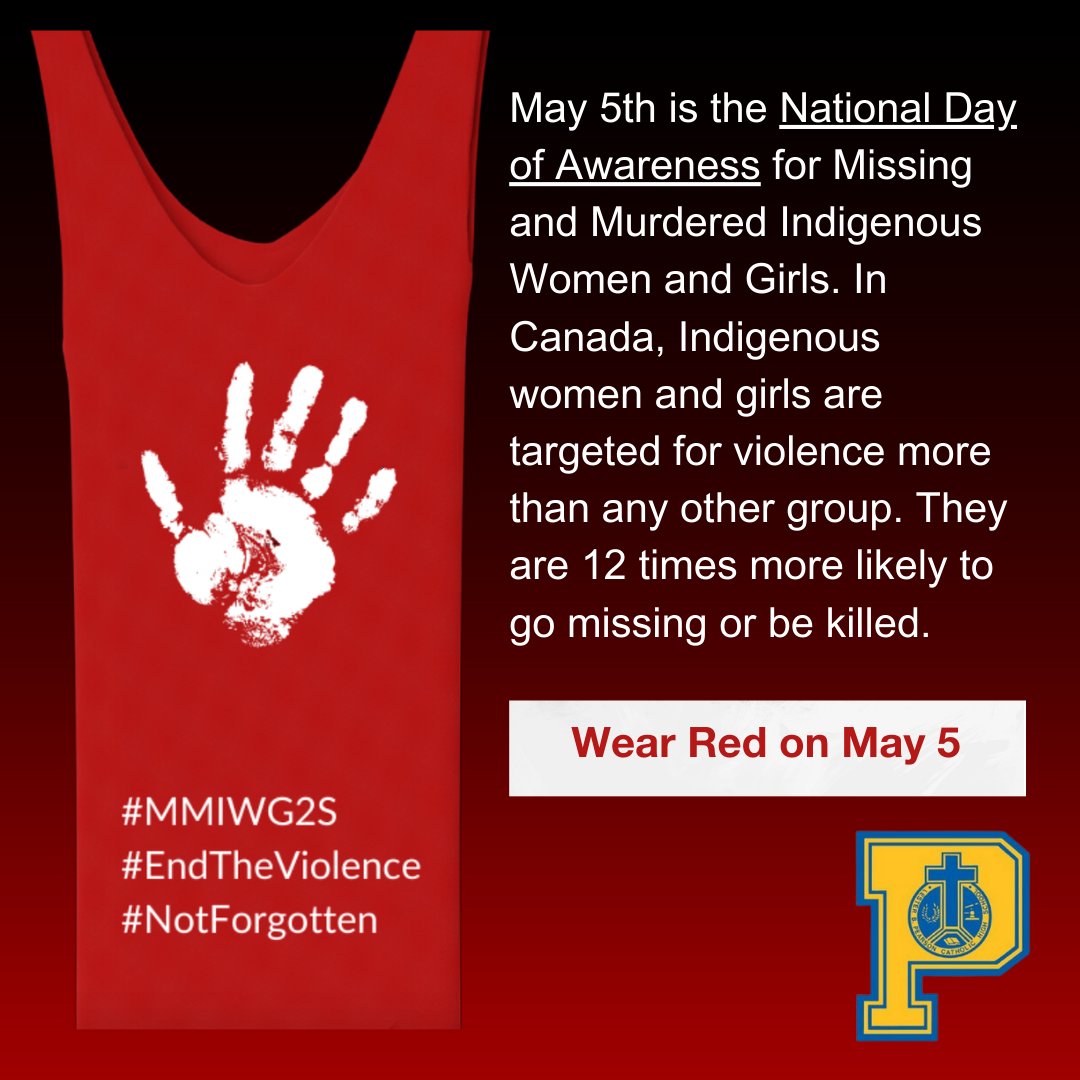 Friday, May 5 is Red Dress Day. We wear red to raise awareness for the missing and murdered Indigenous women & girls.  #WeAreLBP  #RedDressDay #MMIWG2S #EndTheViolence #NotForgotten
@ocsbindigenous