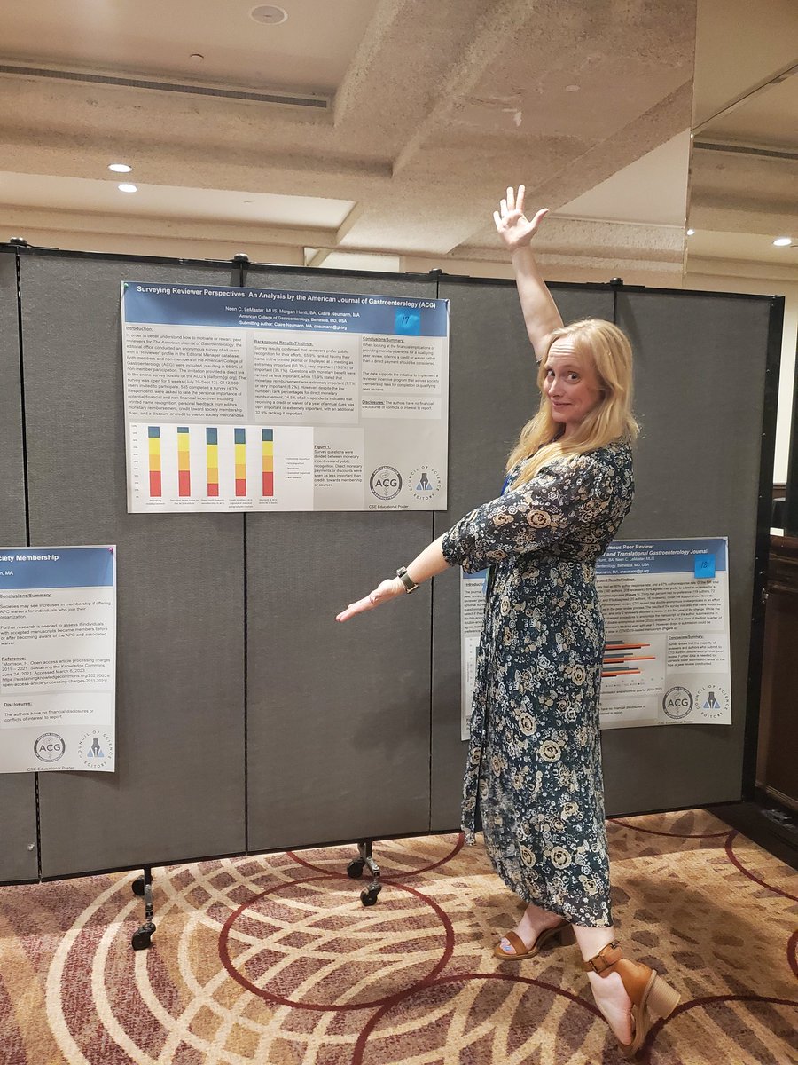 My team presented (4!) posters at #CSEToronto. Loved showcasing how @AmCollegeGastro focuses on DEI in publishing, @ACG_CTG transition to double-anonymous peer review, @AmJGastro reviewer incentives & @ACGCRJ OA waivers for members. Thanks to our EICs for supporting our projects.