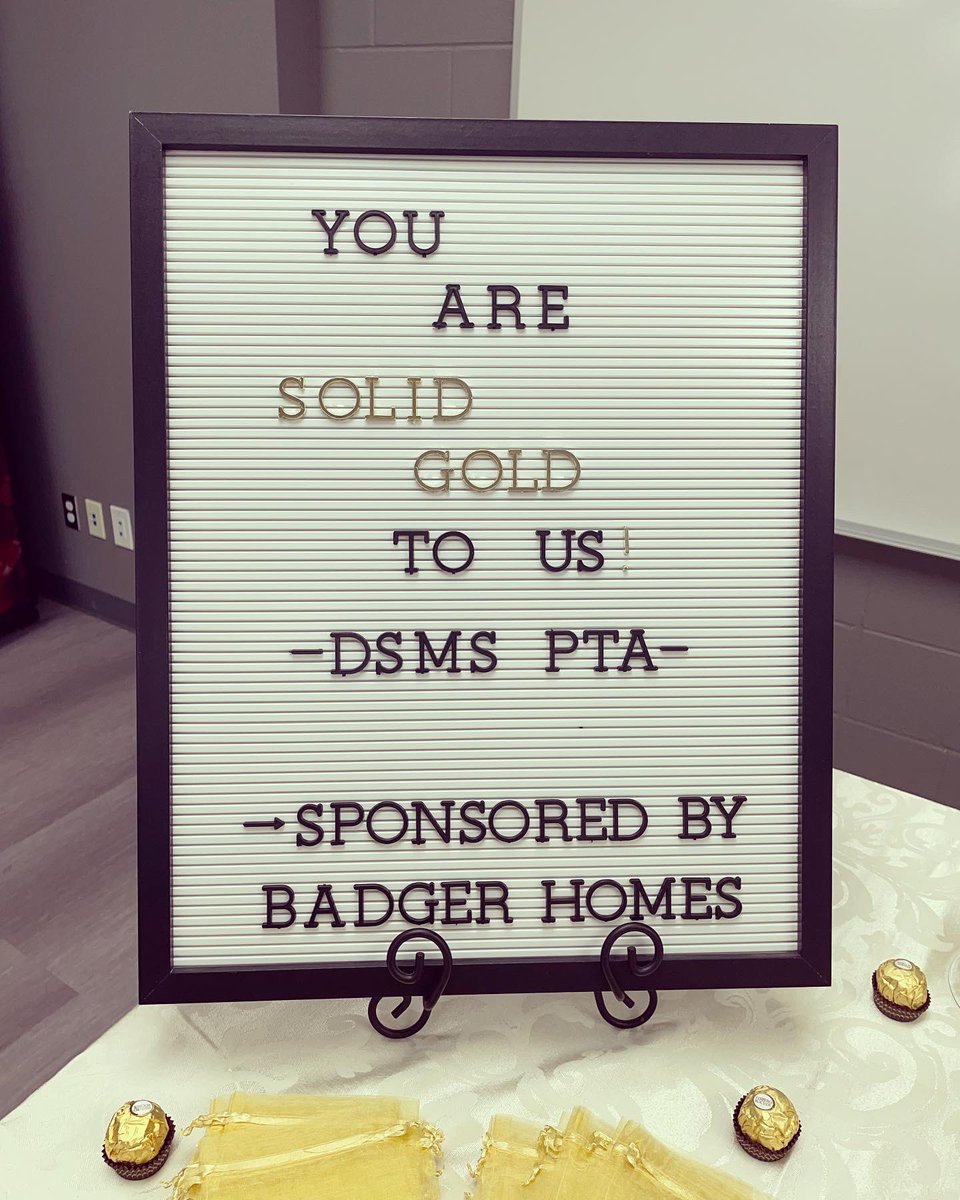 DSMSPTA's tweet image. Our teachers are SOLID GOLD! Thanks to Badger Custom Homes for helping us spoil them ⭐️