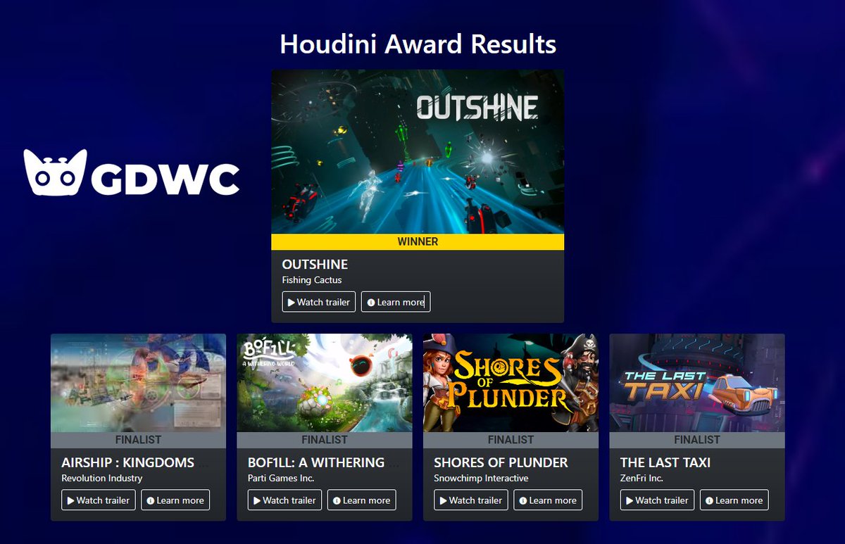 We were runner ups for the Houdini Award at the Game Developer World Championships! 🎉
It's such an honor to see ourselves next to such awesome games 😊