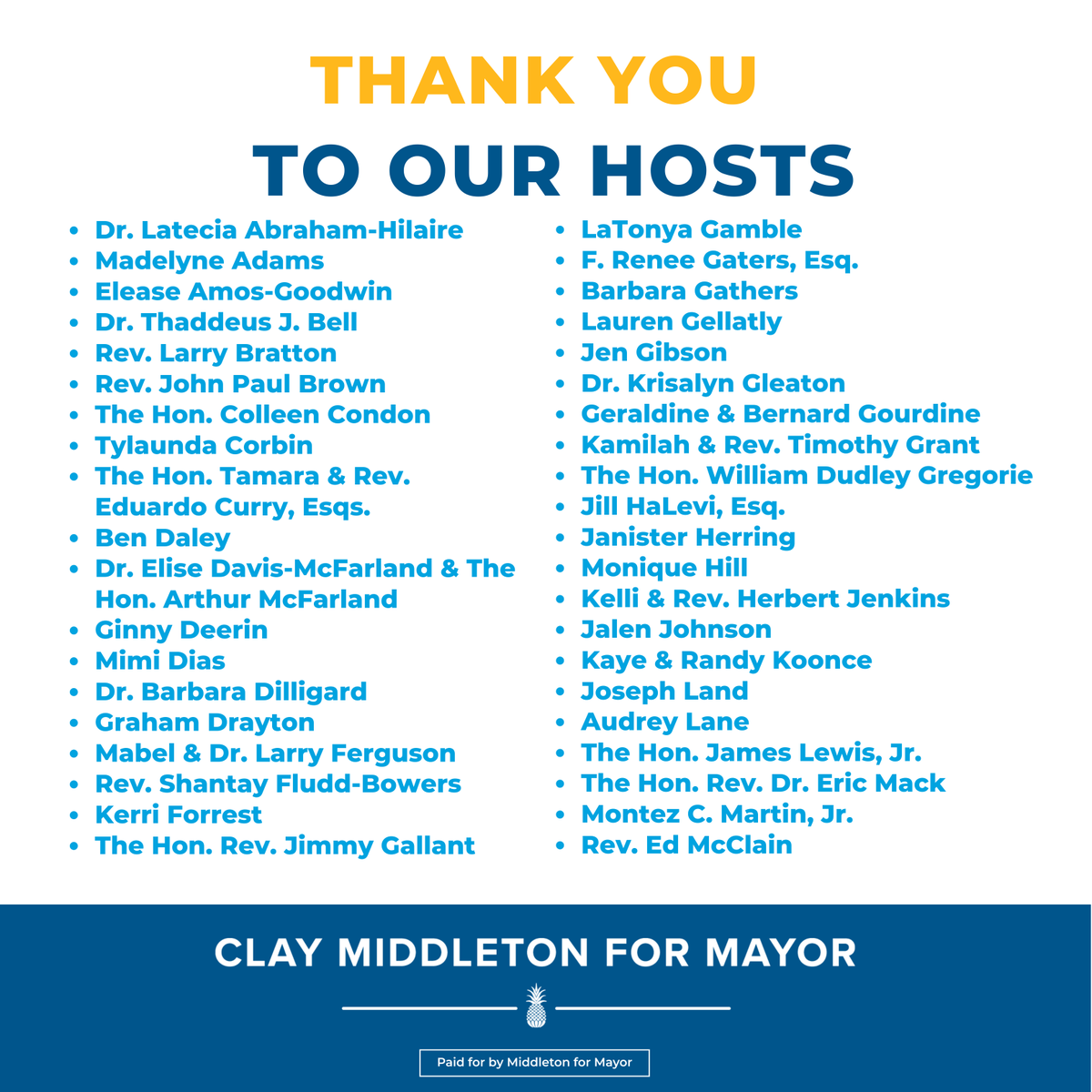 claynmiddleton's tweet photo. Next week, we will officially kick off the campaign and we want you there! Meet us at Harold's Cabin at 5:30, and let's make Charleston a city that works for everyone.

RSVP here: https://t.co/xO13cdviUC

#ClayForCharleston #MiddletonForMayor https://t.co/5RmoTdOKIF