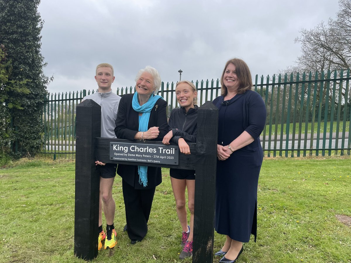 MaryPetersTrust's tweet photo. Lady Mary opened the new cross country track @CookstownHigh and then joined a panel discussion with @grace_carson_ and @nickgriggs4321 both MPT athletes, great night enjoyed by all. 🏃‍♀️🏃👟🏆 #mptathlete #sports @AthleticsNI https://t.co/EcxqzxQ15l