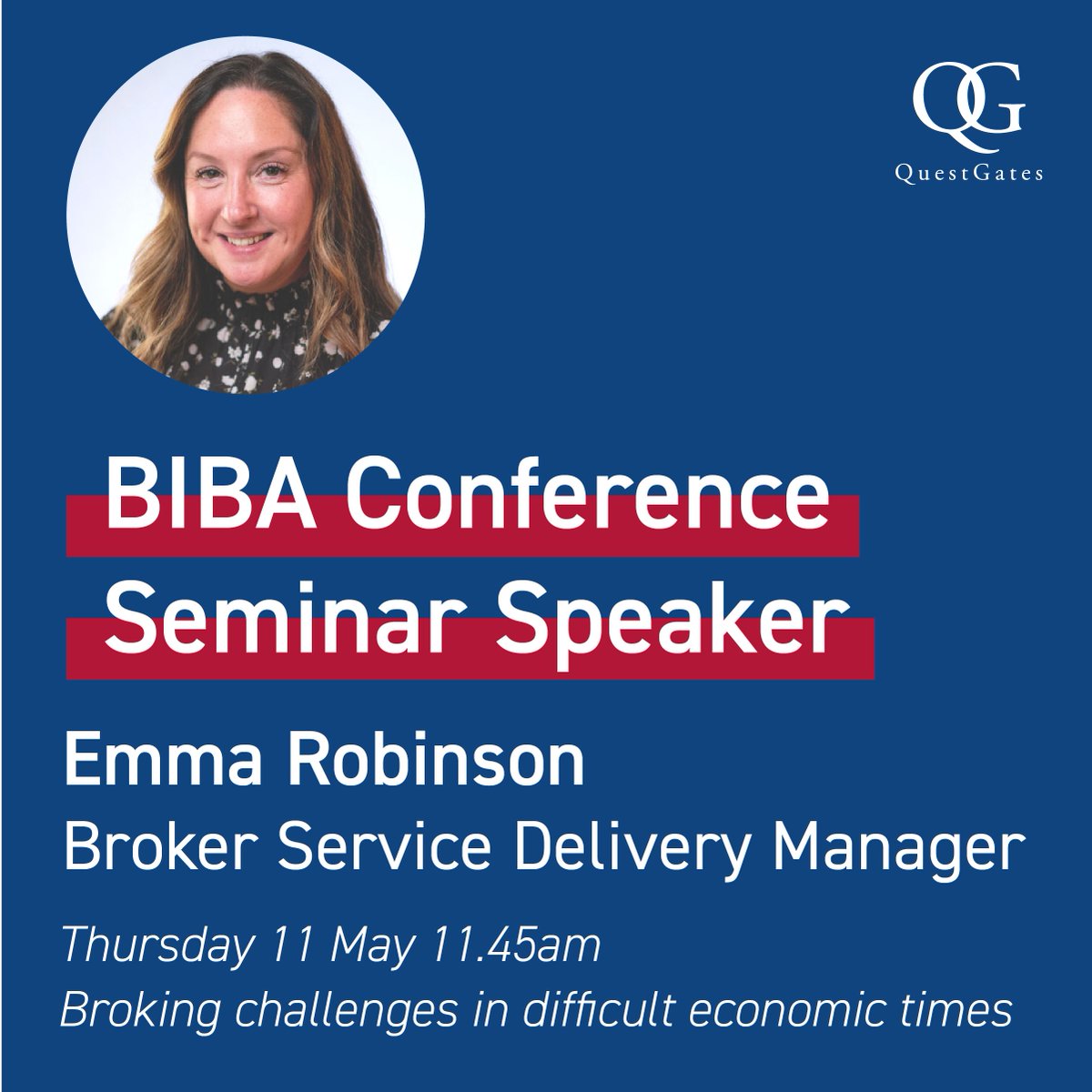 QuestGates's tweet photo. We are delighted that our Broker Service Delivery Manager, Emma Robinson, will be joining a panel discussing ‘Broking challenges in difficult economic times’ at this year’s @BIBAbroker conference on Thursday 11 May.
#BIBA2023 #QuestGates https://t.co/QVdUuu42rU