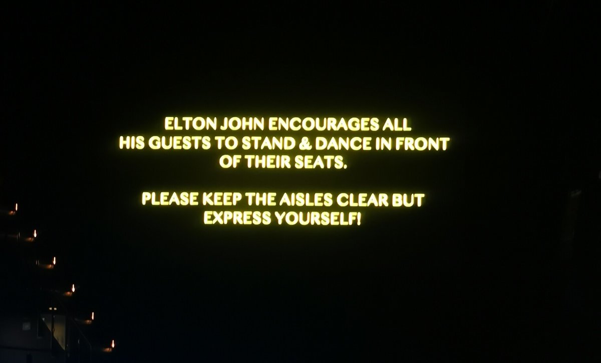 Sorry @eltonoffical, I will not follow your request!  
I will dance WITH my seat, YEAH... 
#EltonFarewellTour
🐘🦆
