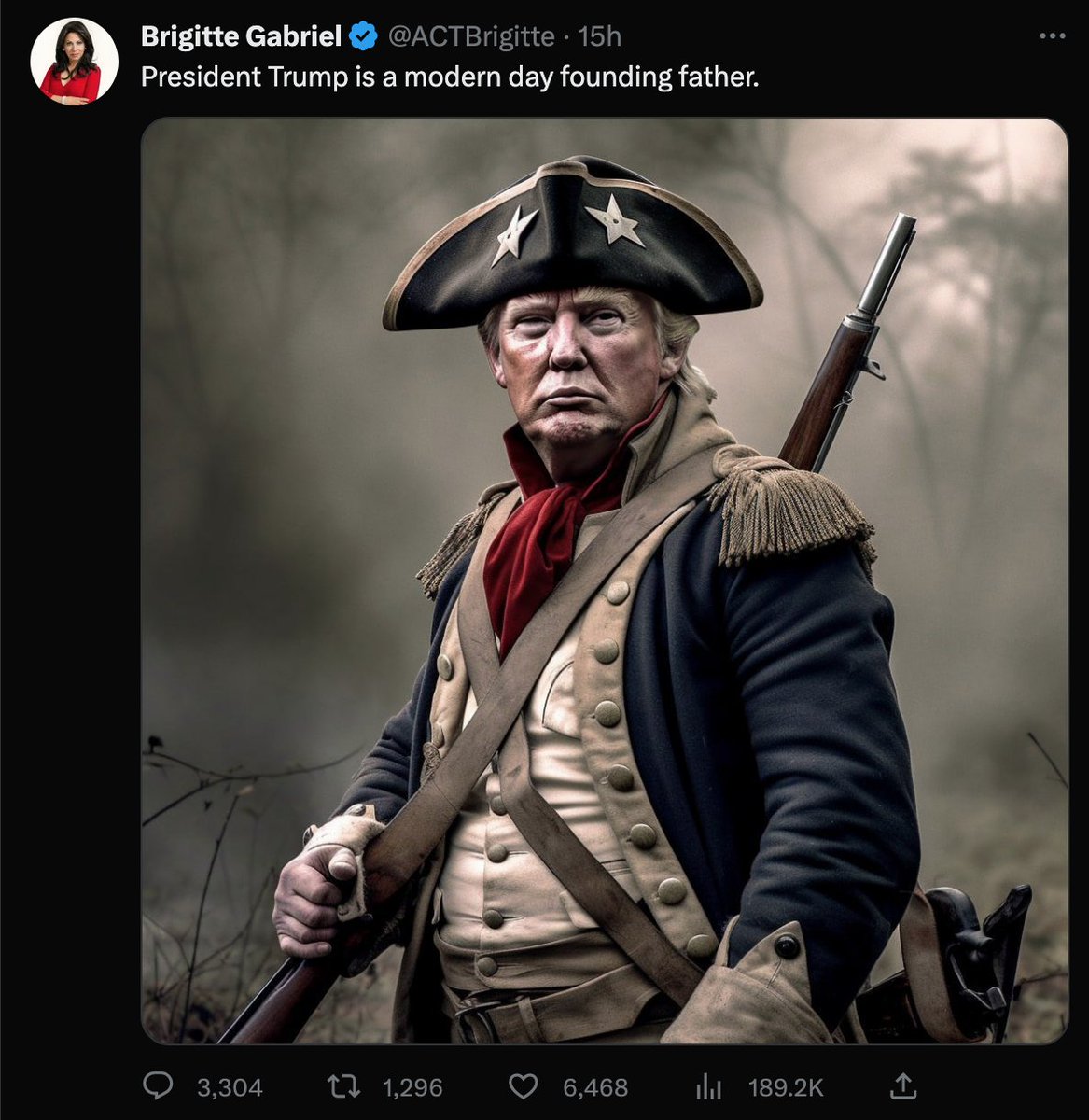 EdKrassen's tweet image. Brigitte Gabriel, in my opinion, appears to be propagating stolen valor in order to try and brainwash people into respecting Trump.

The Truth:
- Trump never served in the military. He got out of the draft and likely avoided Vietnam by claiming to have bone spurs.
- Trump didn't…